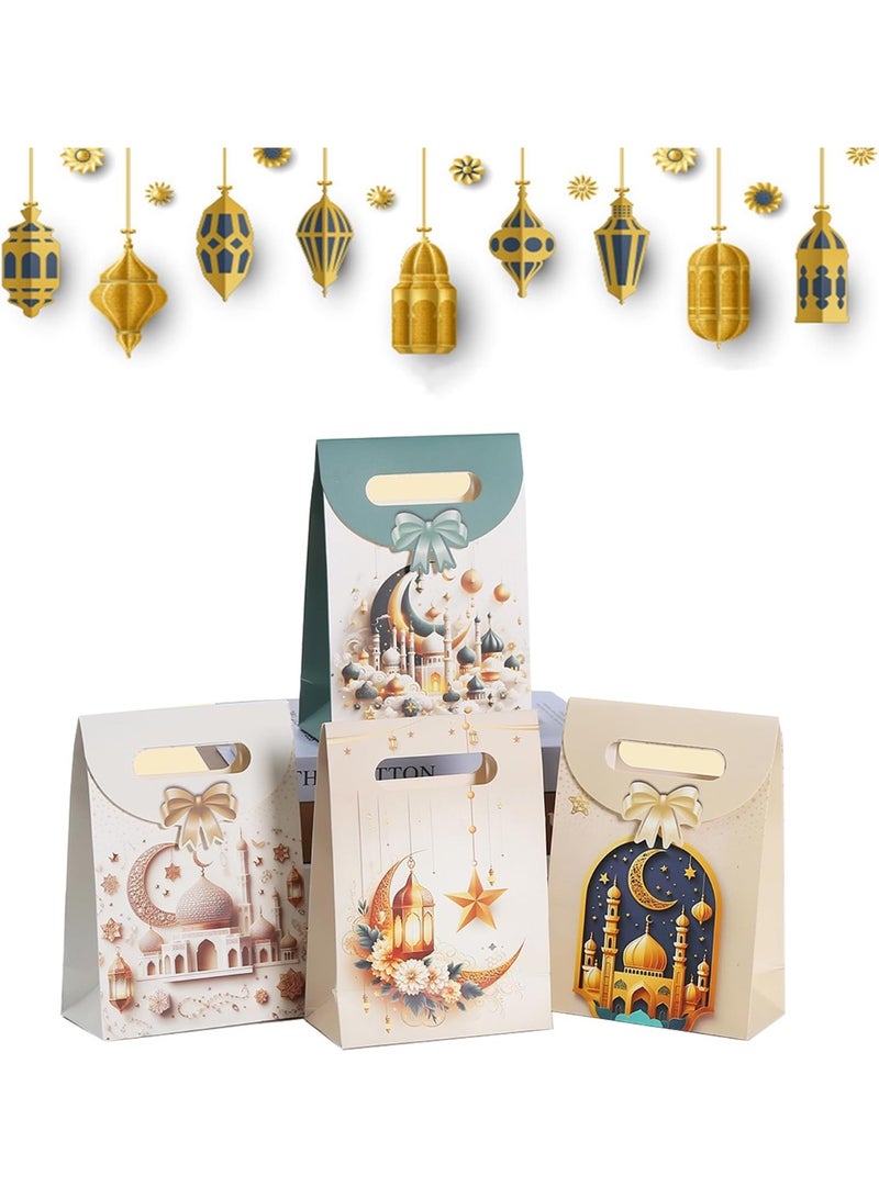 8 PCS Paper Gift Bags: 4 Styles Ramadan Mubarak Paper Wrapping Bags - Prefect for Ramadan Treat Party Favors Supplies Eid Party Decoration - Image 3